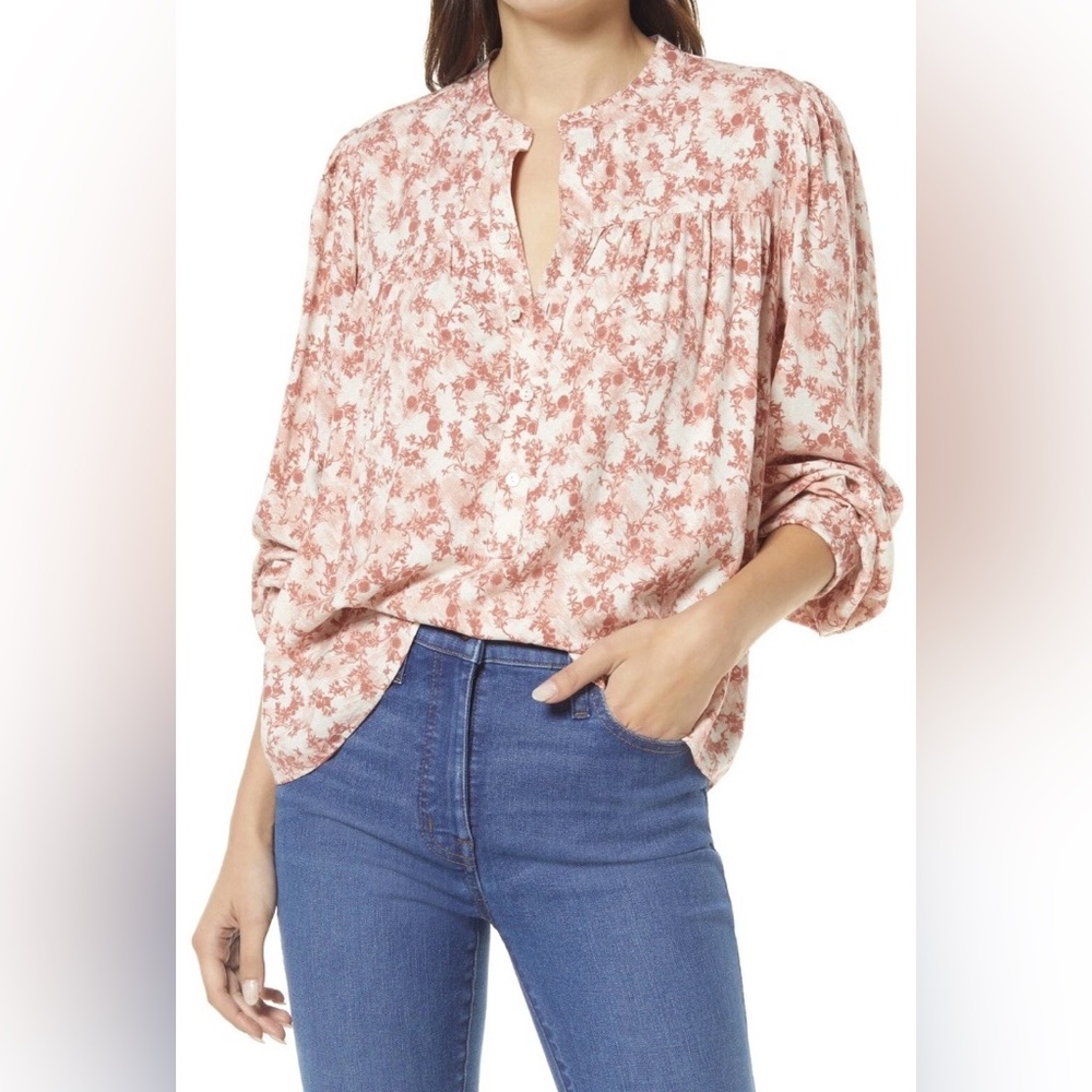 Treasure & Bond-Yoke Front Popover -Women’s Size: Small-Color: Rust- Ivory-NEW!!